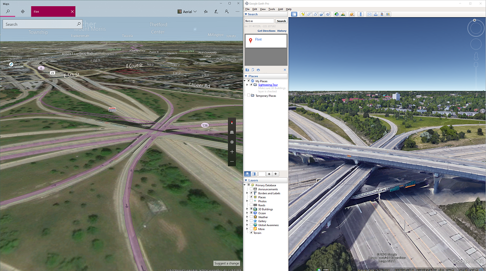 Flight Simulator VS Google Earth